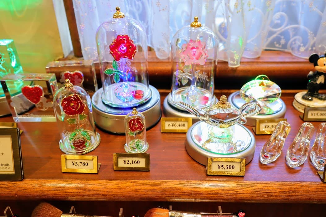 Glassware at Crystal Arts in Tokyo Disneyland