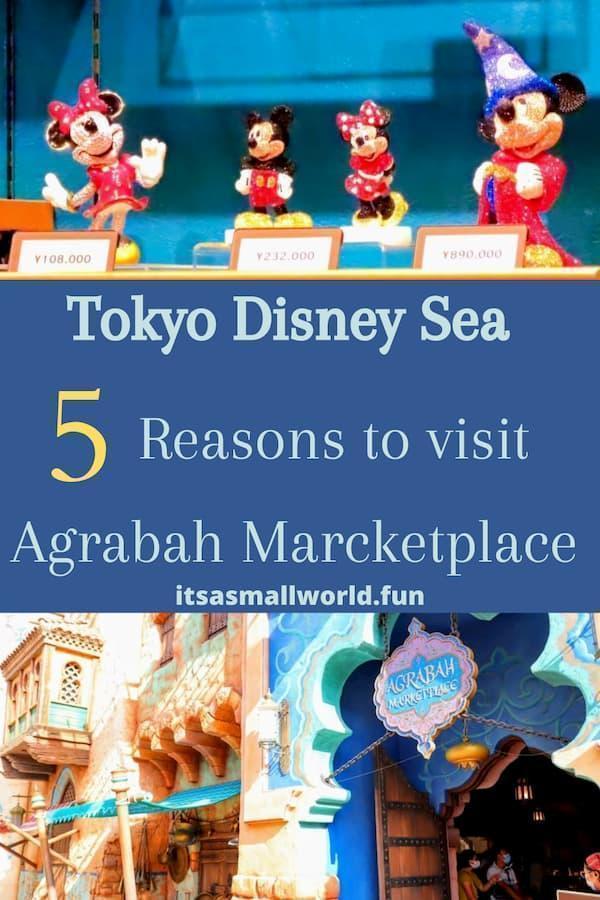 Mickey and Minnie glassware and sign board of Agrabah Marketplace