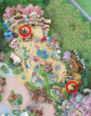 Two location of Hidden Mickey in Toontown
