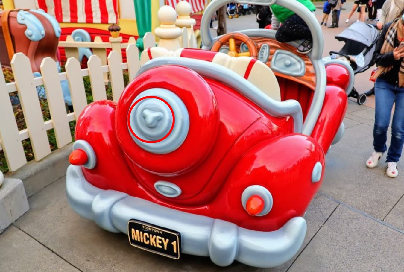 Hidden Mickey on the rear emblem of Mickey's Hidden Car