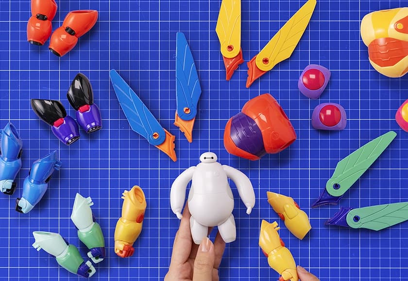 Colorful parts to create armour for baymax