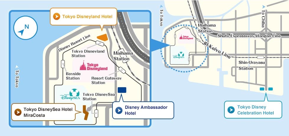 Disney Hotels in Tokyo Disney Resort, Map