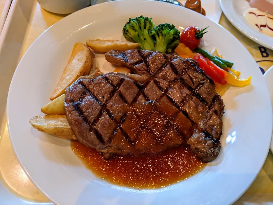 Grilled beef steak at Horizon Bay Restaurant, Tokyo DisneySea