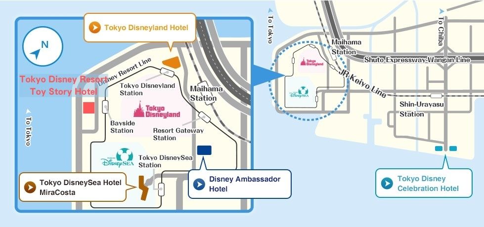 Location of Tokyo Disney Resort Toy Story Hotel