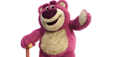 Lotso, the pink bear plushie from Toy Story 3
