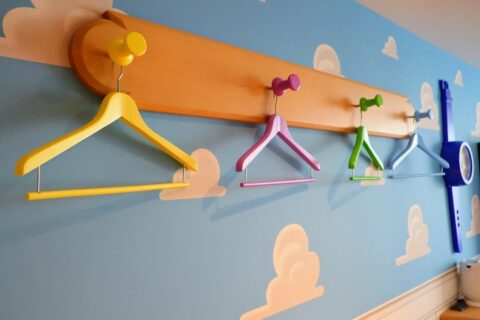 Tokyo Disney Resort Toy Story Hotel, standard rooms, wall hooks and hangers